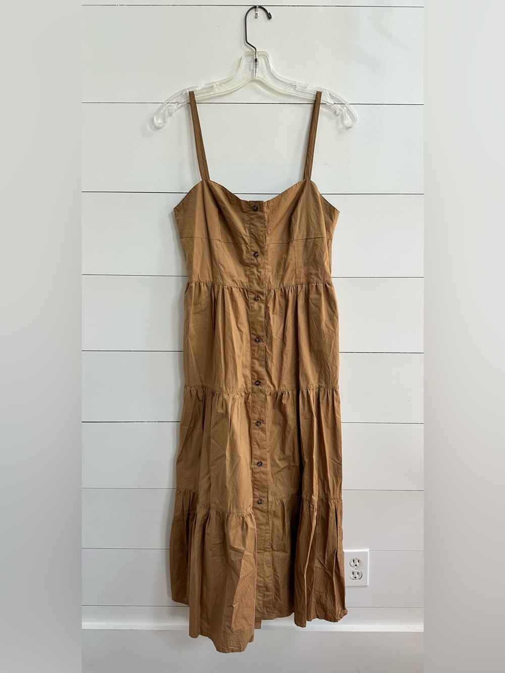Solid and Striped Button Up Tiered Poplin Dress
